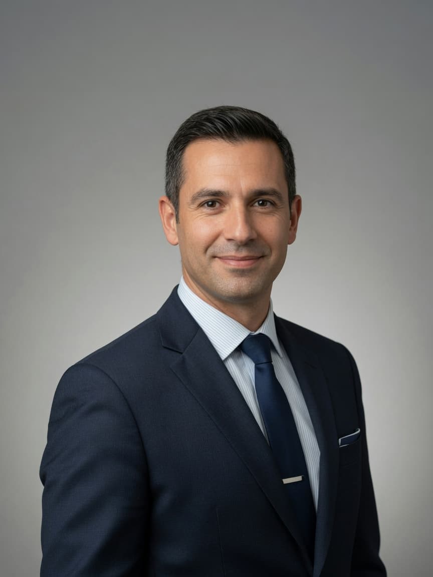 Professional studio headshot of the same man