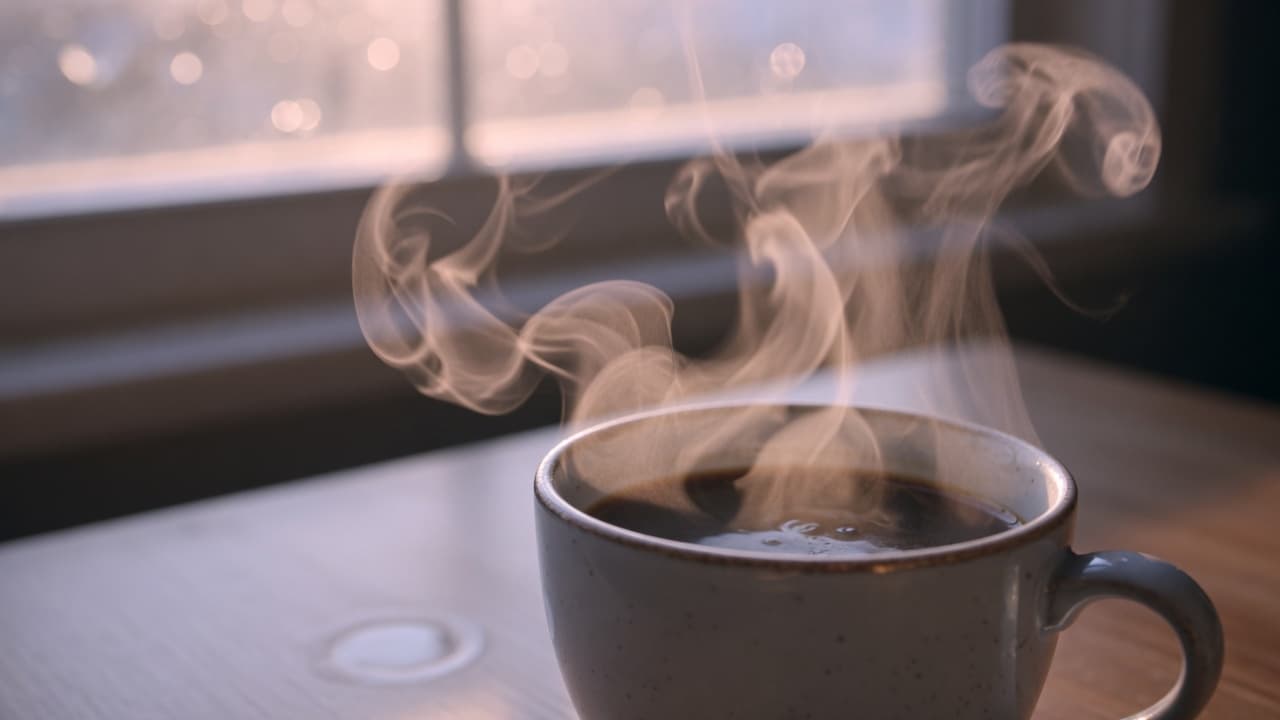 Coffee steam beauty product video frame