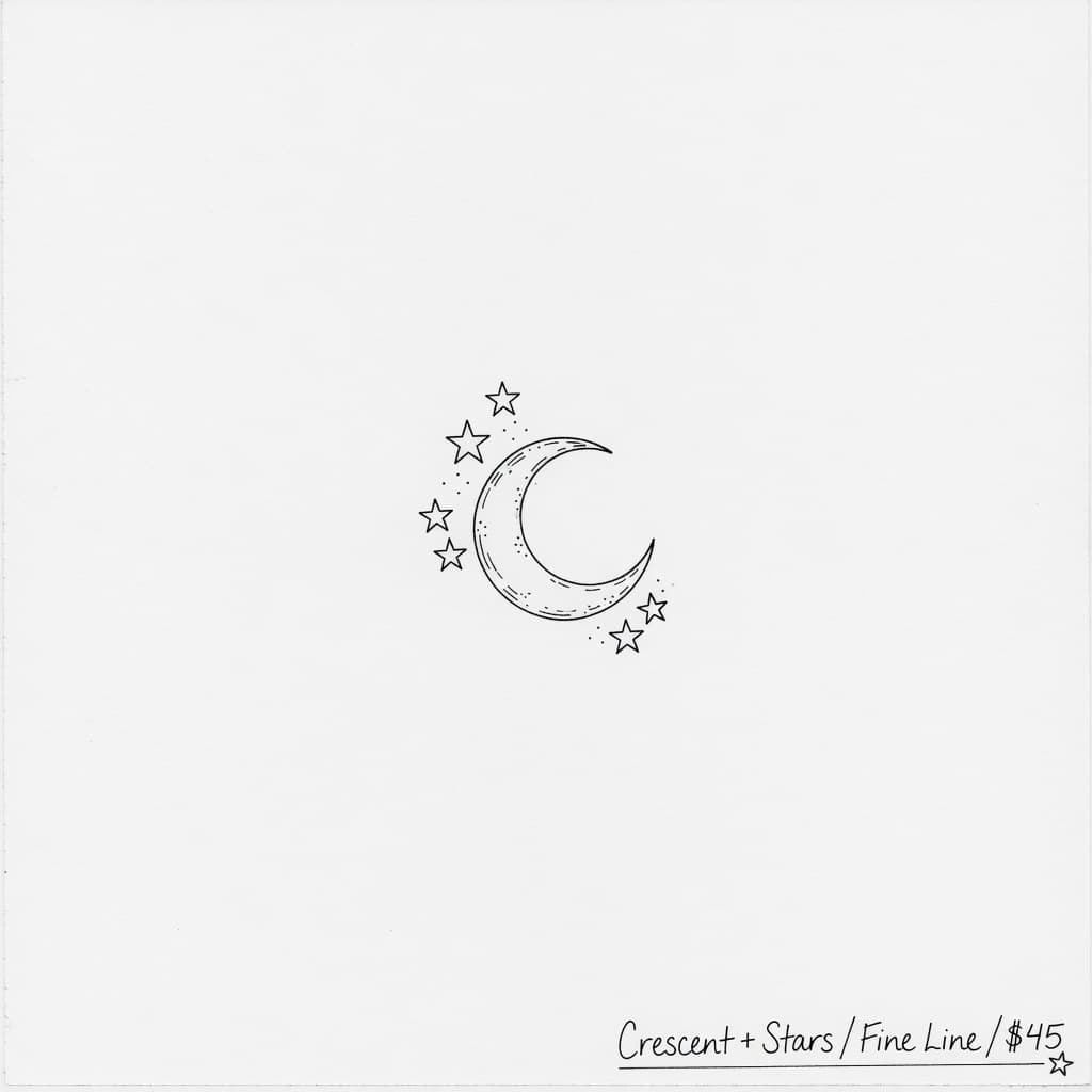 Moon and stars tattoo