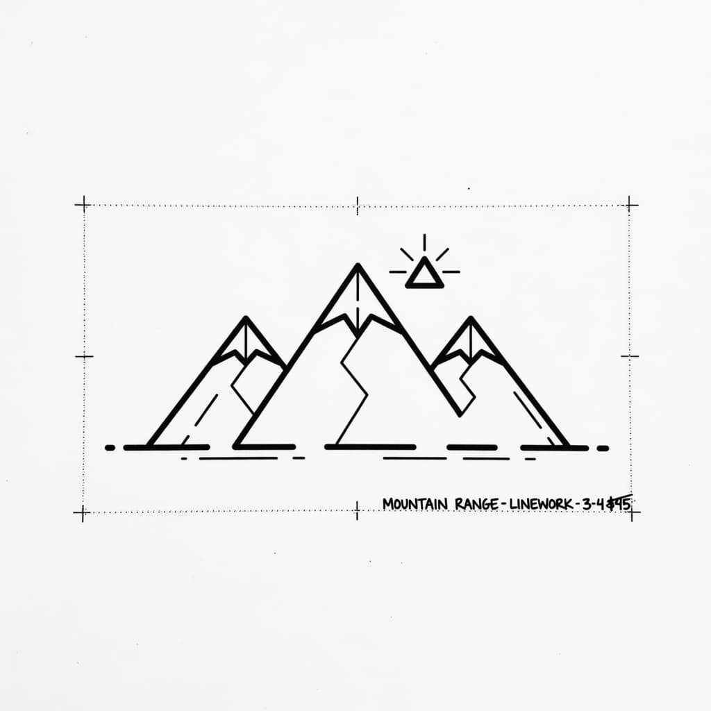 Mountain linework tattoo